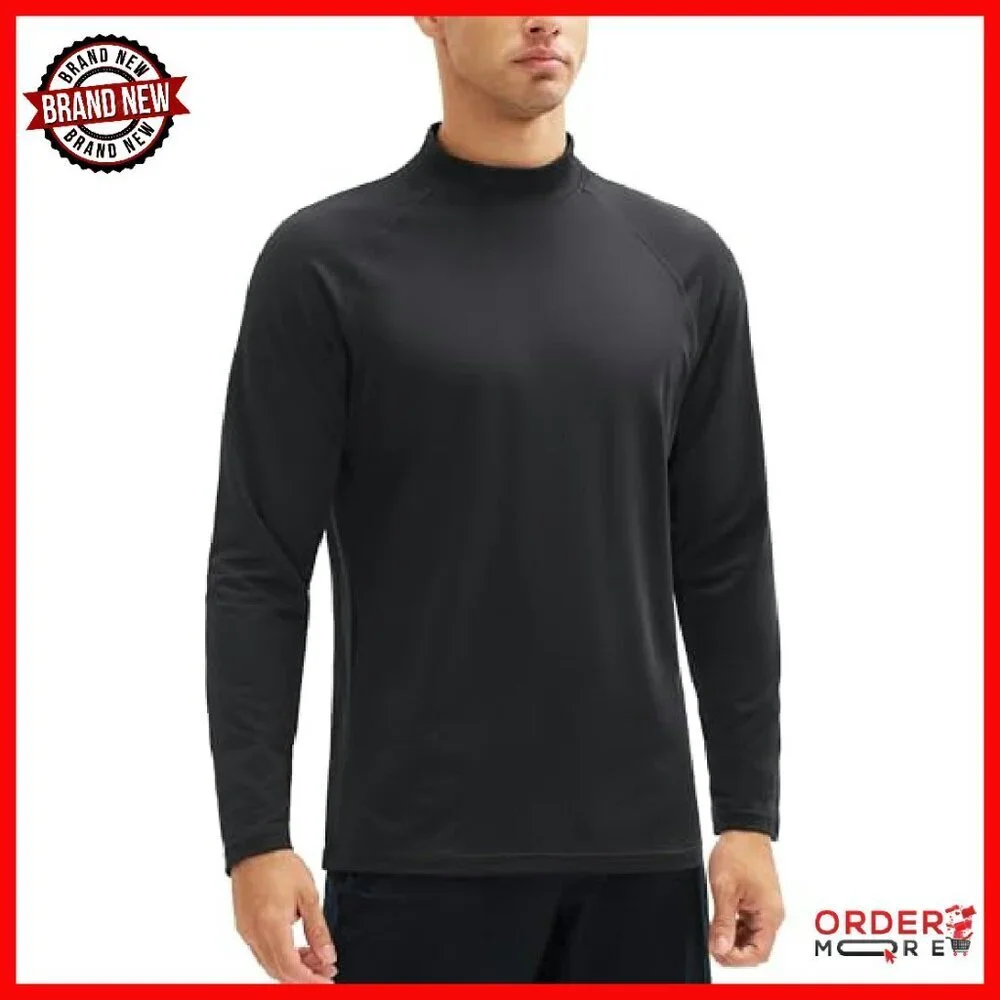 Men's Thermal Mock Neck Fleece Lined Base Layer Long Sleeve Shirt